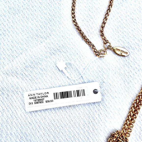 Ann Taylor Gold Tone Rhinestone Ball Drops Lariat Style Chain Necklace NWT - Picture 8 of 8